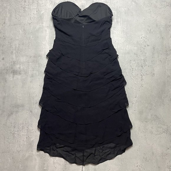 TADASHI Collection Size 6 Black Ruffle Pleated Silk Chiffon Formal Event Dress - Picture 4 of 9